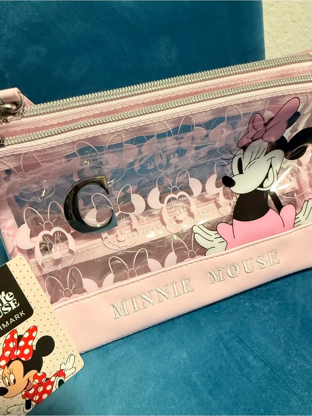 Disney Minnie Mouse Pink Clear Cosmetic Pouch